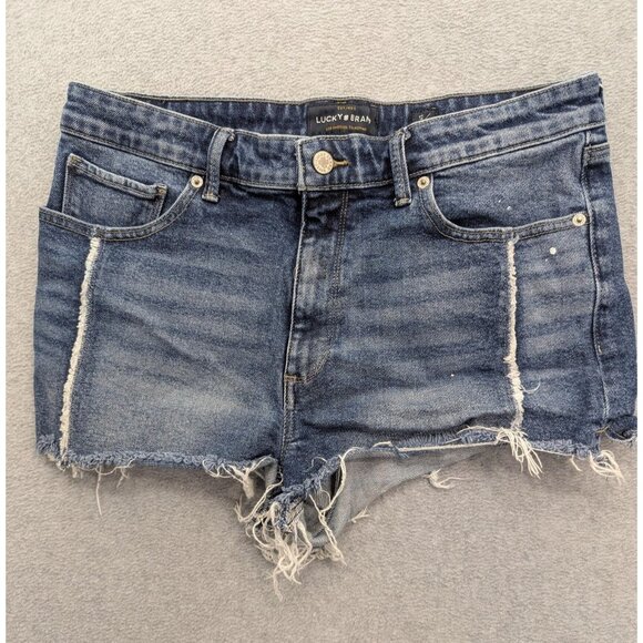 Lucky Brand Pants - Lucky Brand Shorts Womens 12 Blue High Rise Shortie Cutoff Distressed Denim